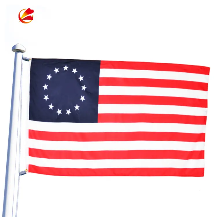 Custom betsy ross cotton flags polyester blue white flag 5 stars usa american 3x5 feet flag 13 star