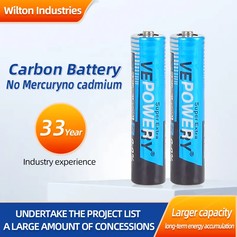 Uhuran baterai seng karbon tahan lama mainan elektronik baterai Remote Control stok baterai kering AAA 1.5V No. 7 R03