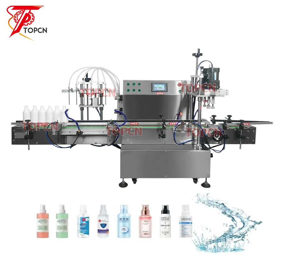 Máquina de llenado y sellado de botellas de jugo de leche y aceite de agua 6 Heatds Máquina de dosificación de líquidos automática de línea completa de agua