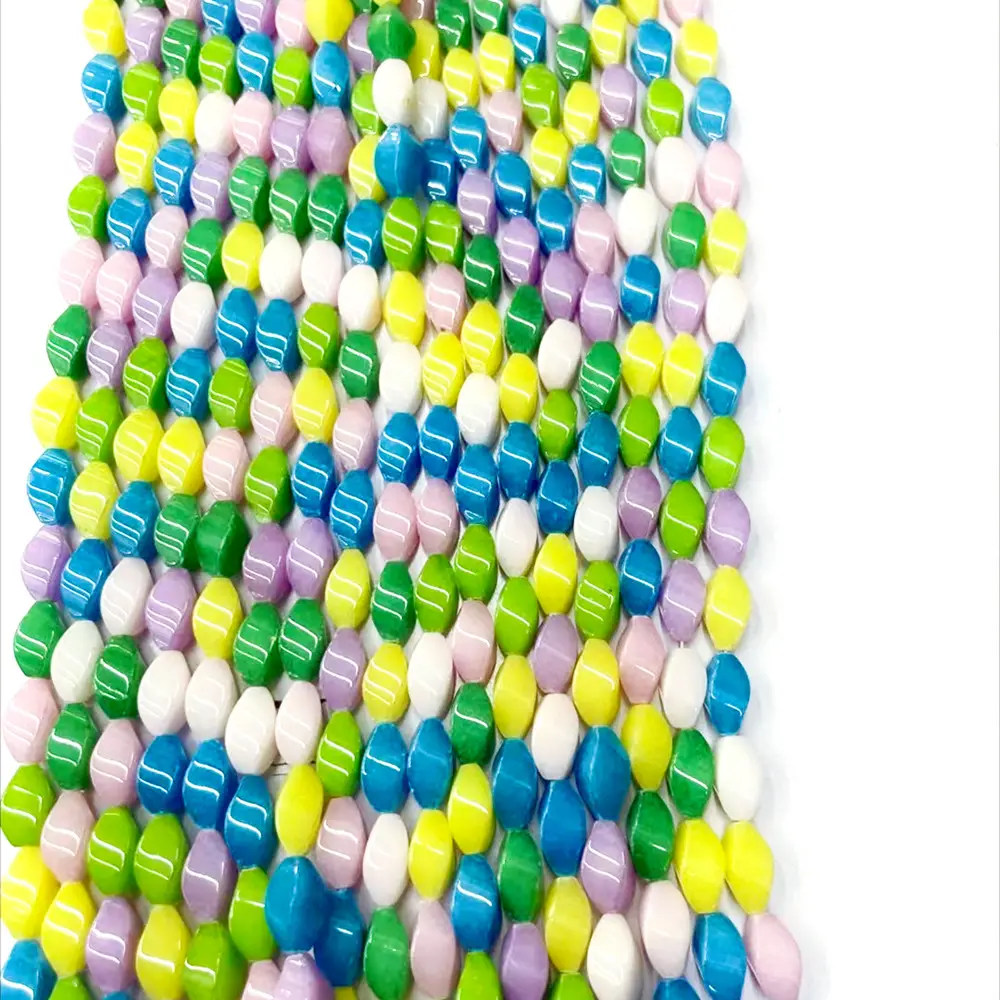 Stock Wholesale Thousand Flower Colored Glass Flat Beads Oblate Eye Murano Lampwork DIY Handmade Woman Bracelets Bangle