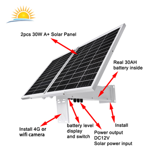 DC12V Outdoor 60W Solar panel mit 30ah Lithium-Ionen-Batterien PWM MPPT Controller Outdoor Solar CCTV Kit für Home Power Solar - Product Image 5