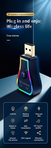 ตัวรับส่งสัญญาณเสียง5.0บลูทูธ USB 3 in 1อะแดปเตอร์เสียงไร้สาย HIFI M11ชุดอุปกรณ์ติดรถยนต์3.5มม. AUX ไฟแฟลช LED - Product Image 2
