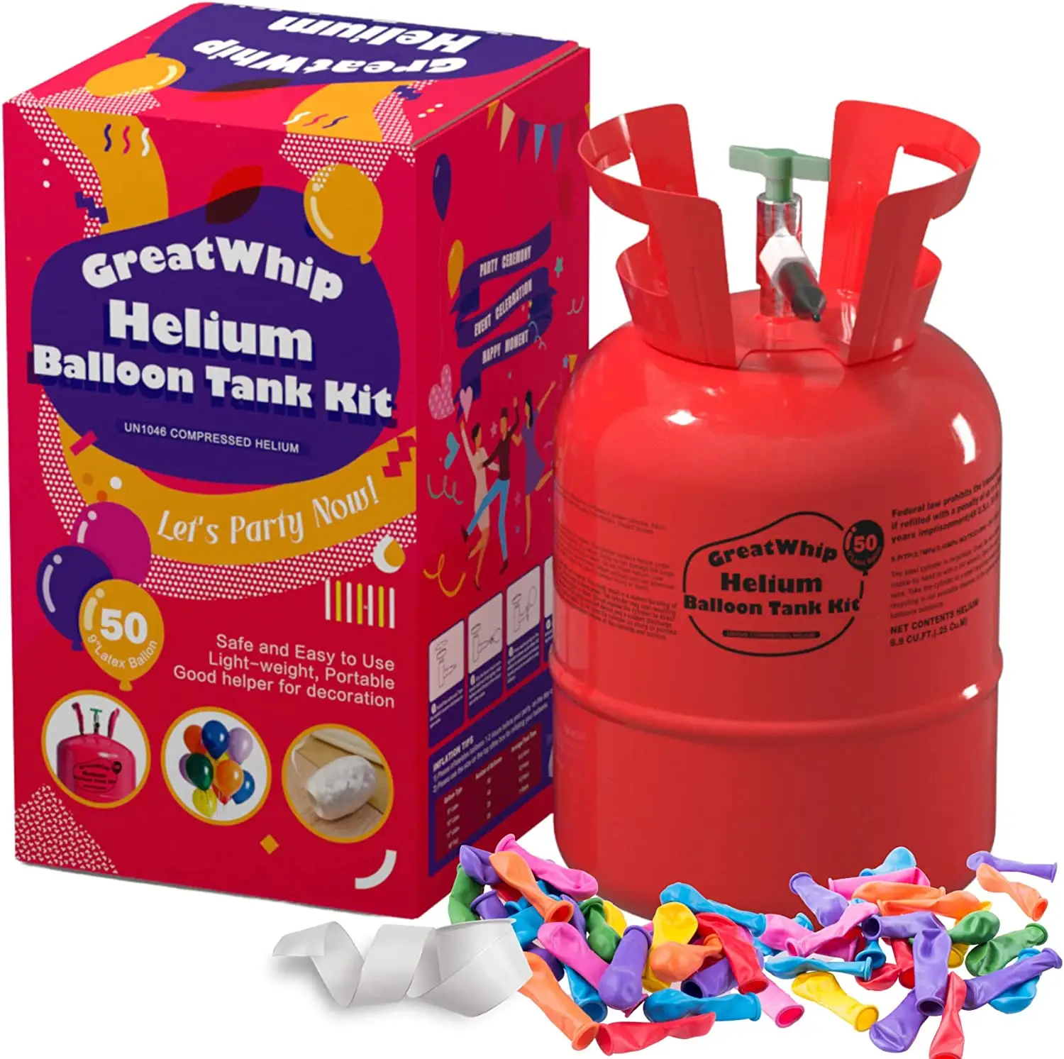 Balonlar için greatwholesale toptan 7L/13L helyum gazı helyum balonları