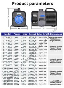 Водяной насос для пруда SUNSUN, регулируемый CTP-8000 воды, 70 Вт, 8000 л/ч, с резиновым кабелем 10 м - Product Image 4