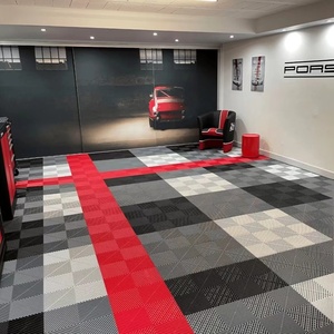 Anti Slip PP PVC Modular Plastic Rubber Car Wash Flooring Mats Interlocking Garage Floor Tile for Car Detailing Shop Workshop