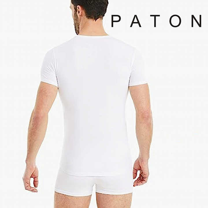 Paton odm/oem Lenzing Modal ระบายอากาศได้ดีเสื้อสีขาวคอวีใส่ในโรงยิม