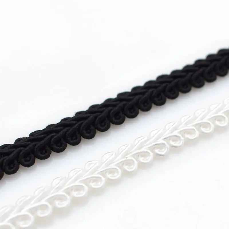 Deepeel C6-10 0.7cm 의류 바느질 액세서리 트림 리본 지팡이 땋은 니트 화이트 블랙 코튼 레이스