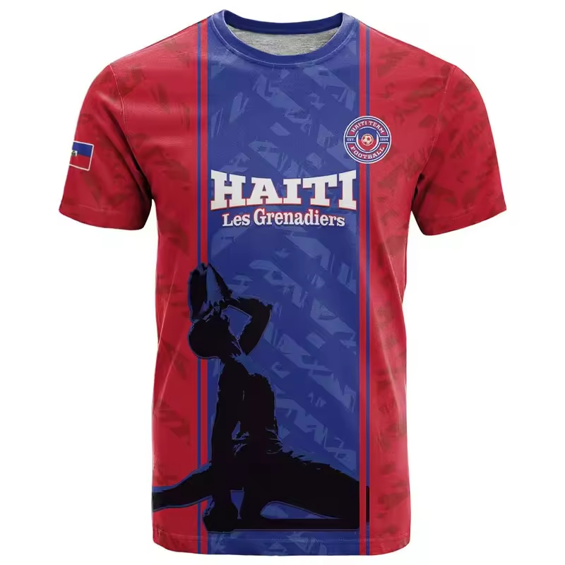 blue Haiti Red Blue Soccer Tee4
