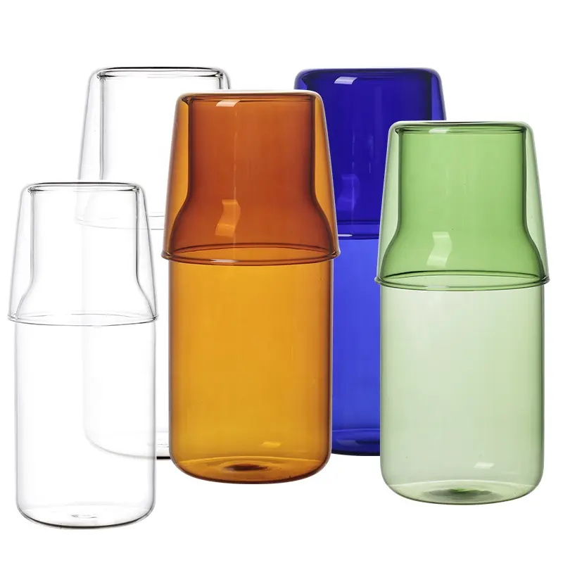 Jarra de agua de vidrio, jarra de agua de fondo redondo para el hogar, 500/320 ml, caja personalizada de colores, Logo, taza de tamaño Personal