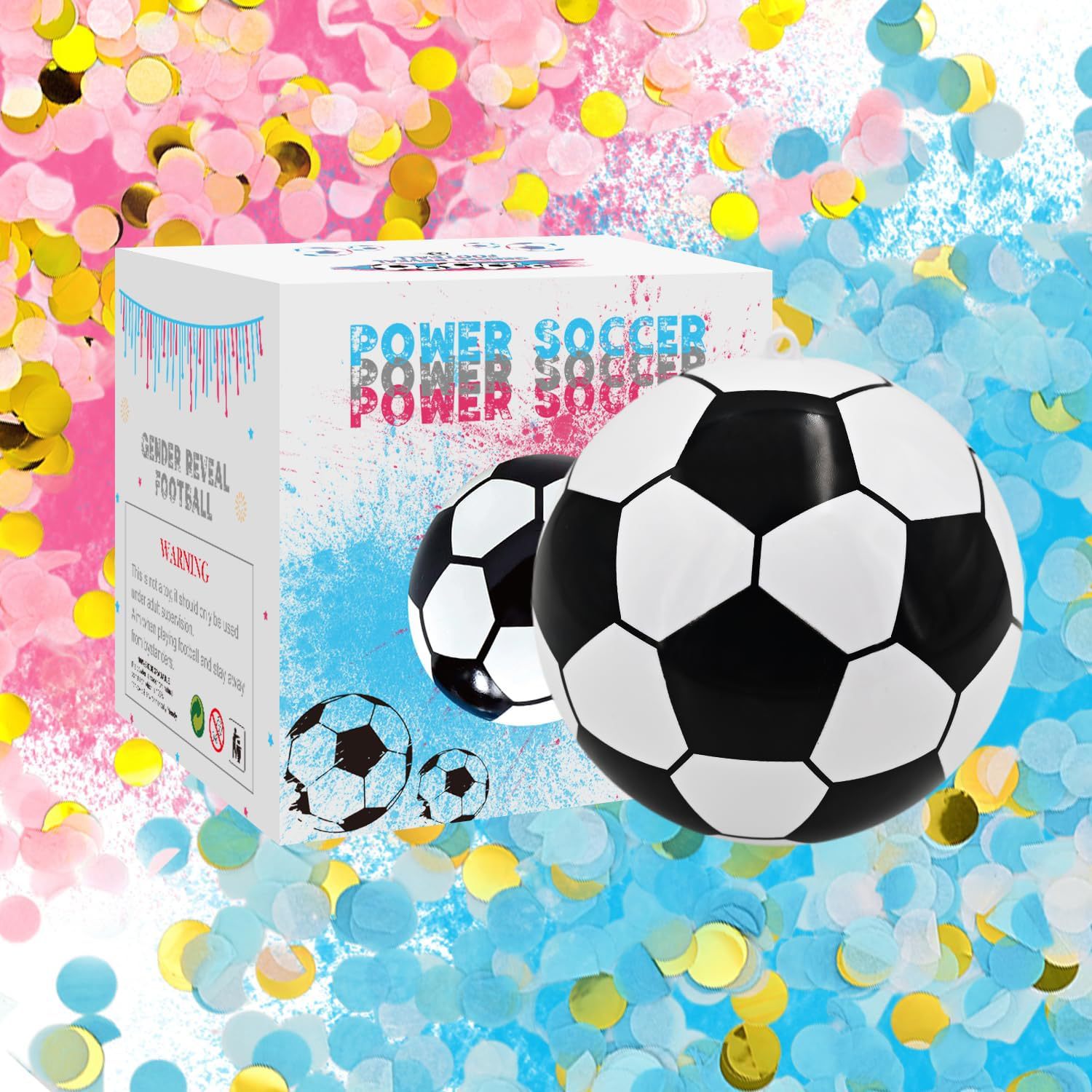 1 ballon de football confettis rose + 1 bleu