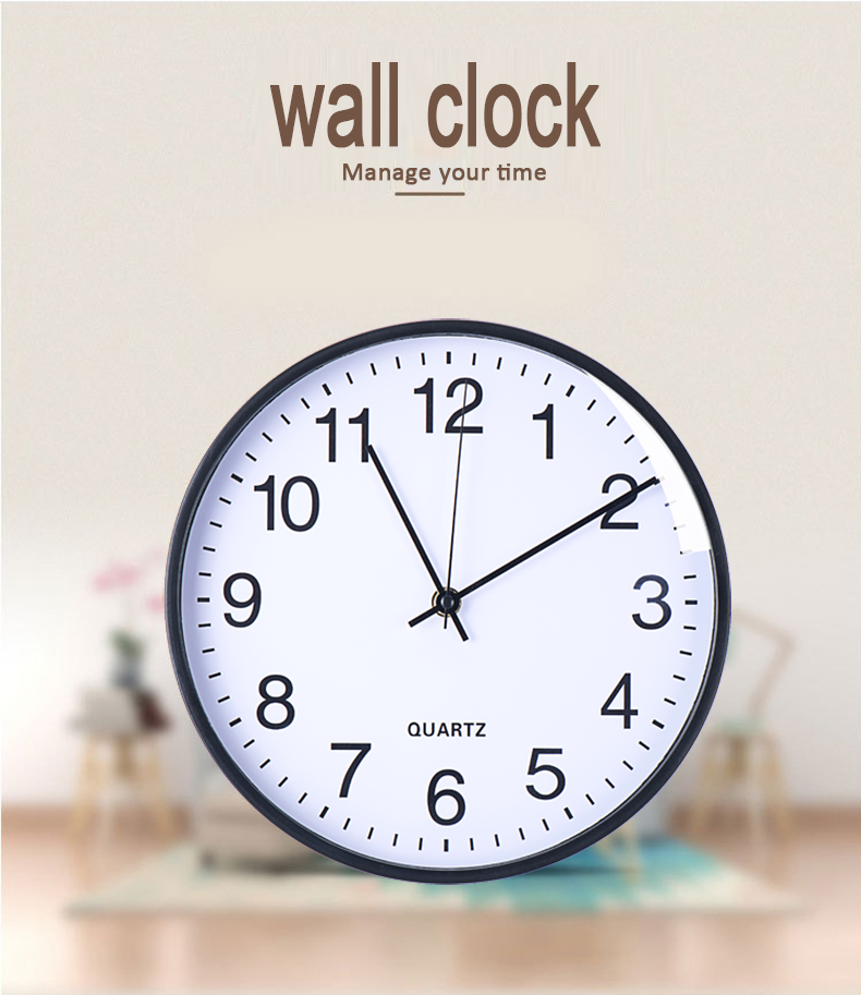 Home Decoration Simple Round Design 12 inch Cheap Plastic Wall Clock