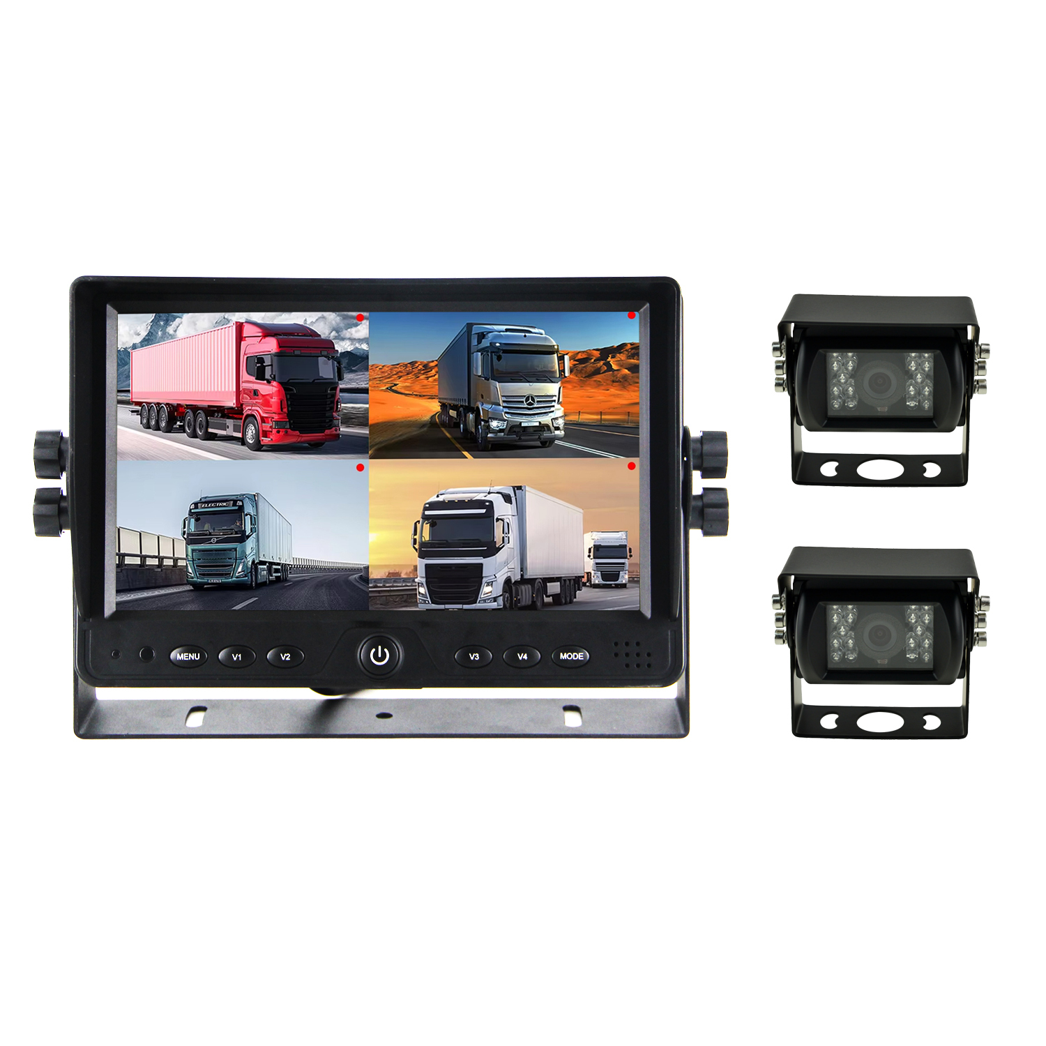 2CH: 9'' monitor, 2 cameras