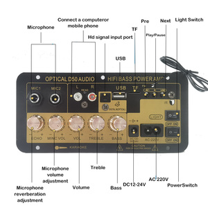 Gran oferta, placa amplificadora de potencia Digital con micrófono Dual, función de memoria de apagado DC12V/24V AC220V, amplificadores receptores - Product Image 2