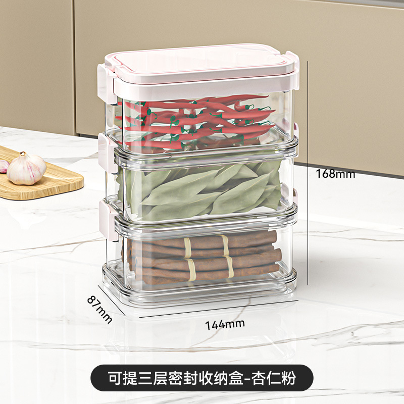 Three-tiered spice storage box (pink)