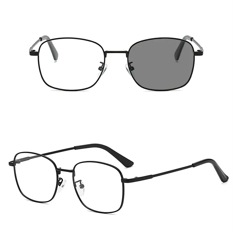 Lenti fotocromatiche metallo nero quadrato vintage lunette foto grigio monturas de lentes lexxoo occhiali da sole maschili didimio occhiali