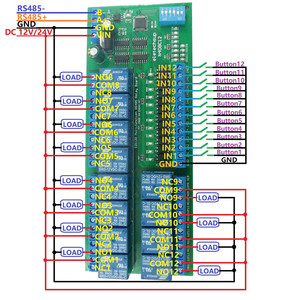 12ch Digital <strong>Input</strong> <strong>Output</strong> UART RS485 Relay Module <strong>Modbus</strong> RTU DIN35 C45 Rail Box for PLC PTZ LED Motor Machine control N4D8C12
