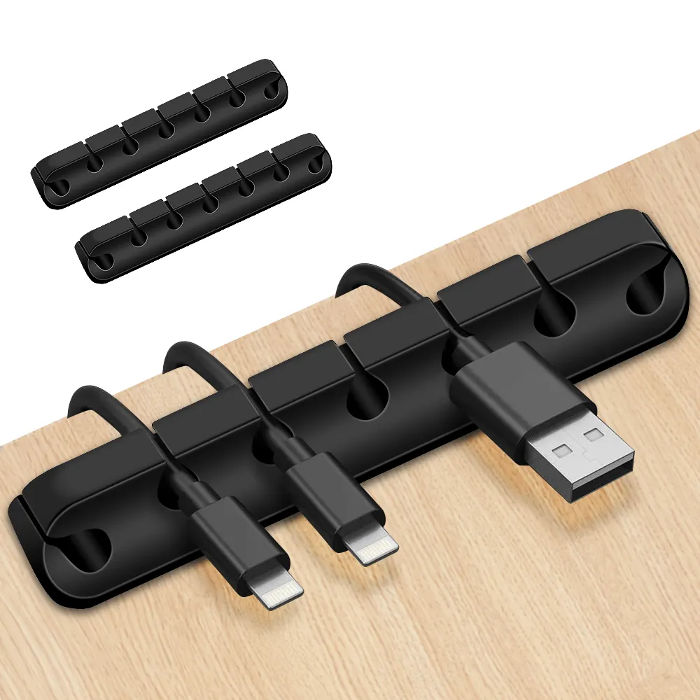 Dropshipping cable wire organizer holder clip appiccicose in silicone gestione del cavo organizzatore del cavo di ricarica usb