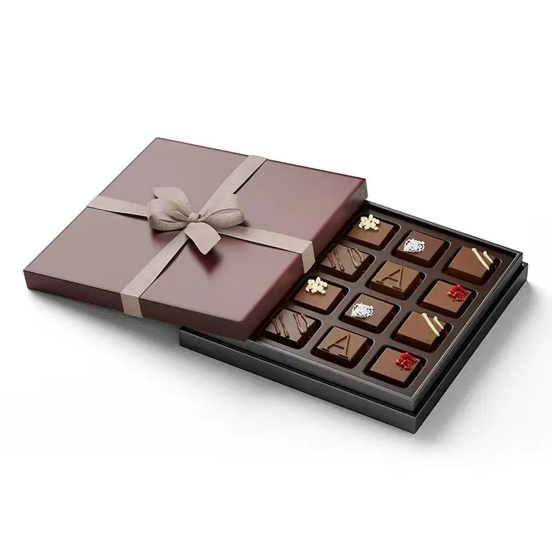 Boîte d'emballage imprimée de luxe personnalisée en usine pour chocolat et bonbons avec inserts