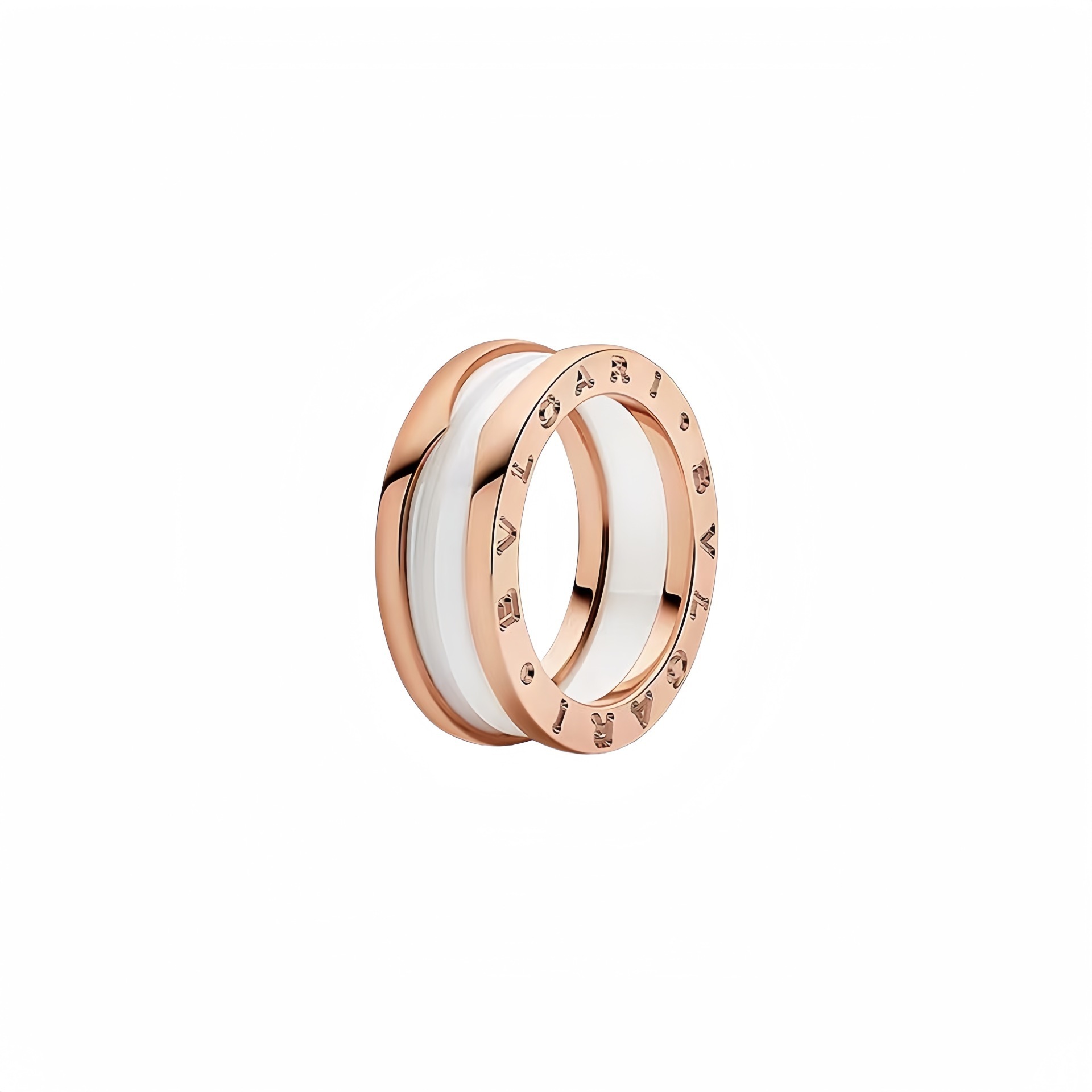 Cerámica blanca oro rosa de dos anillos