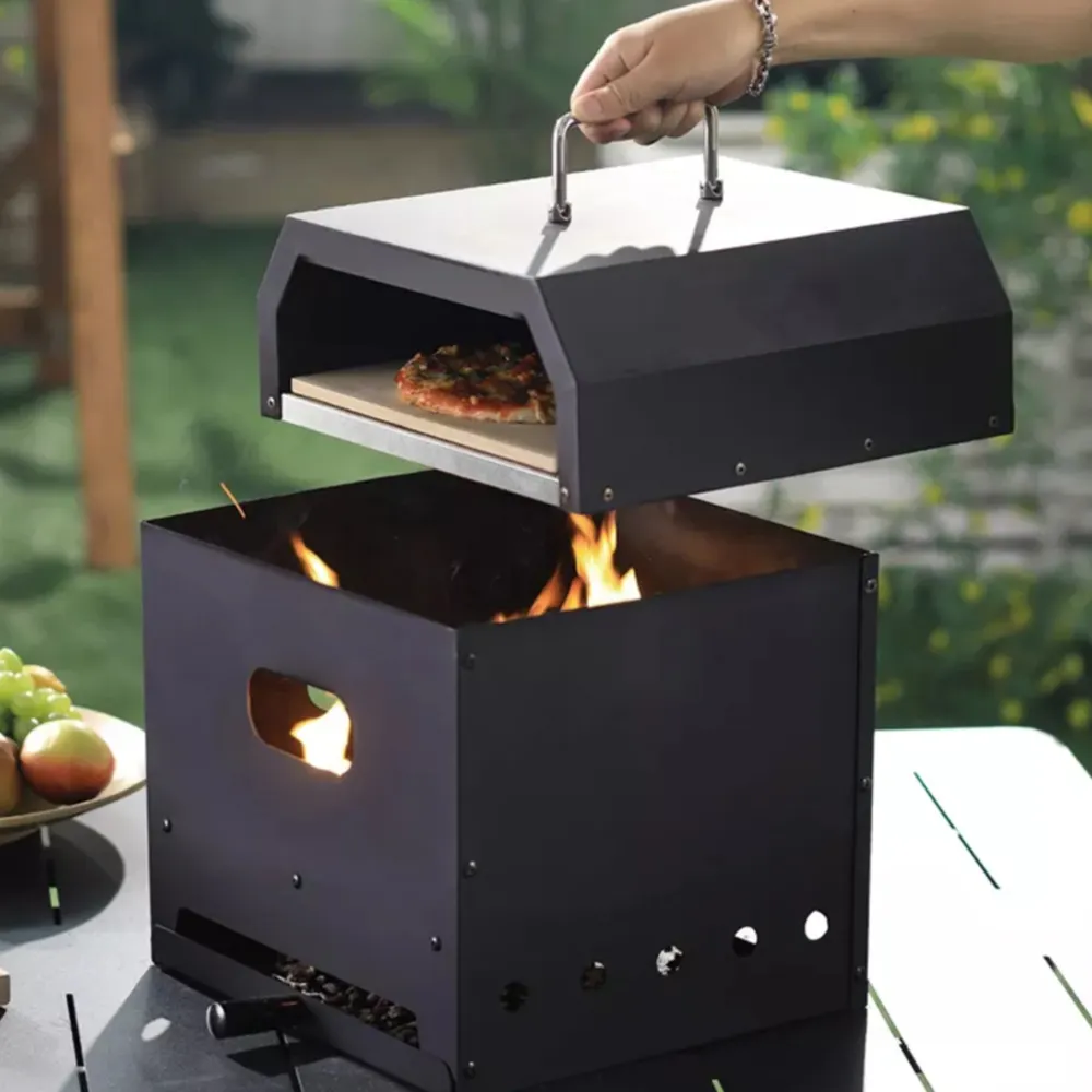KEYO Oven Pizza 4 In 1 Multifungsi, Set Oven Pizza Luar Ruangan Portabel Pembakaran Kayu