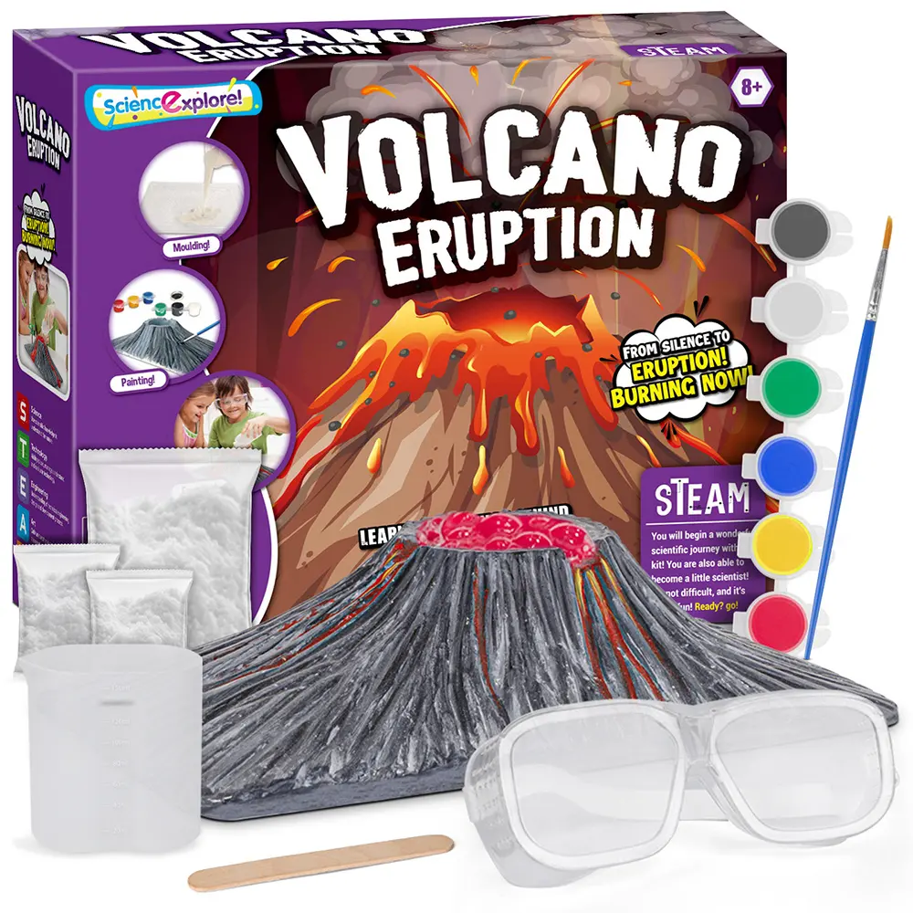 Kit d'expérimentation volcanique pour enfants, jouets éducatifs de physique pour garçons de 8 ans