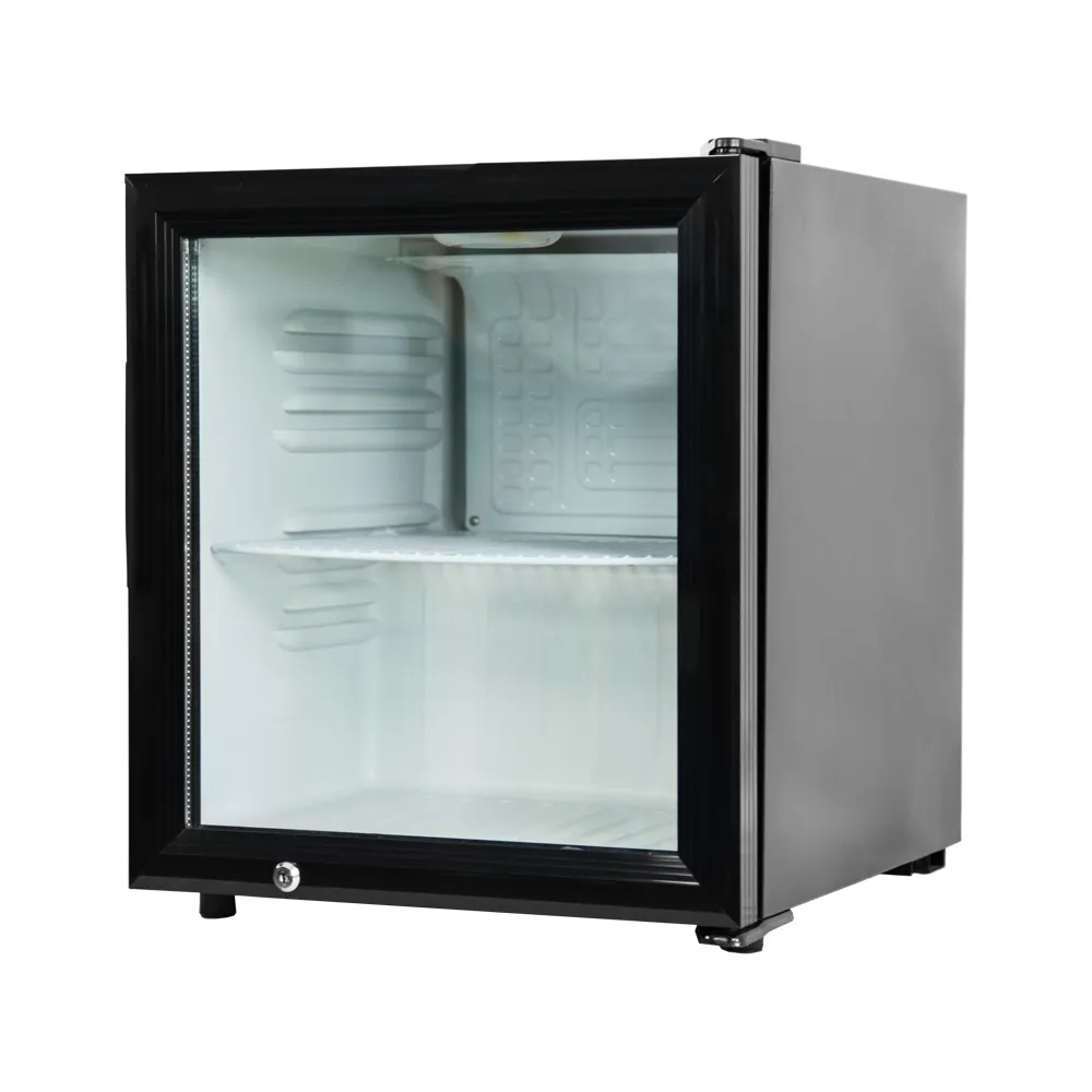 Refrigerador, grande 43l isolado dobrável mini geladeira em rodas ultra compacto refrigerador com porta de vidro e fechadura