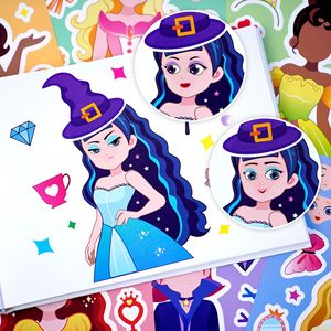 8枚のプリンセスステッカーシートかわいいプリンセスフェイスステッカーかわいい漫画子供DIY装飾ステッカーラベル8枚1袋 - Product Image 5