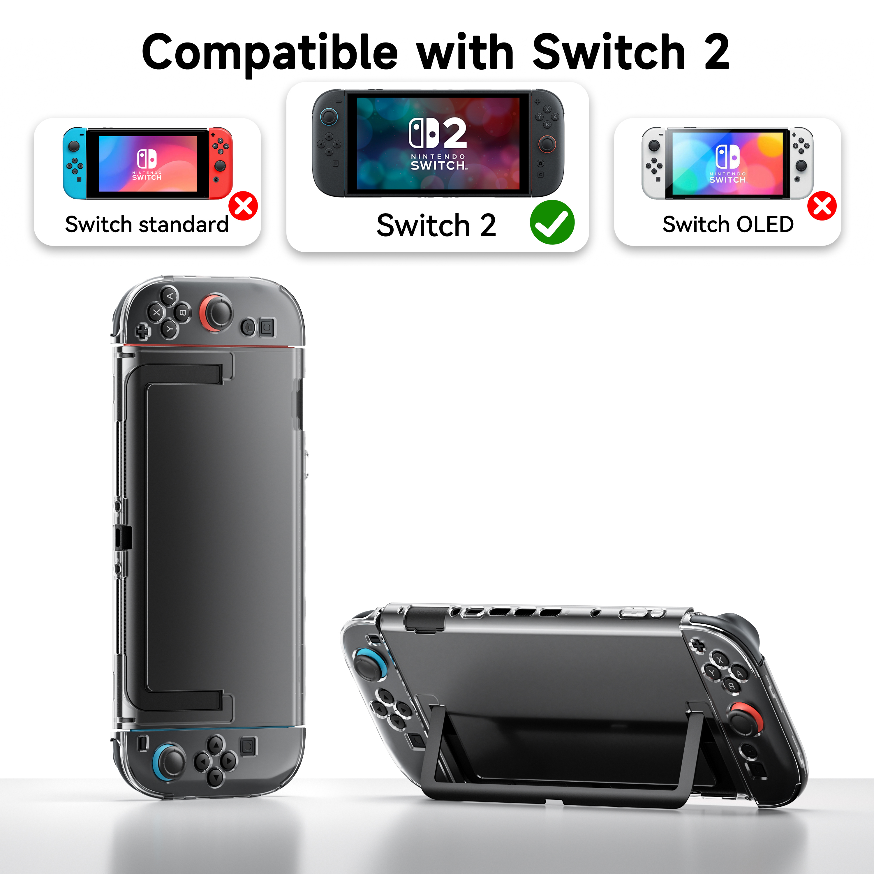 Transparent Case( PC Frame+TPU Grip)for Switch 2