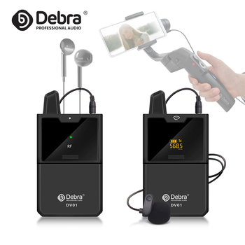 Debra Audio DV01 UHF Wireless Lavalier Microphone Monitoring 30Channels 50m Range for DSLR Camera Smartphone Recording Live