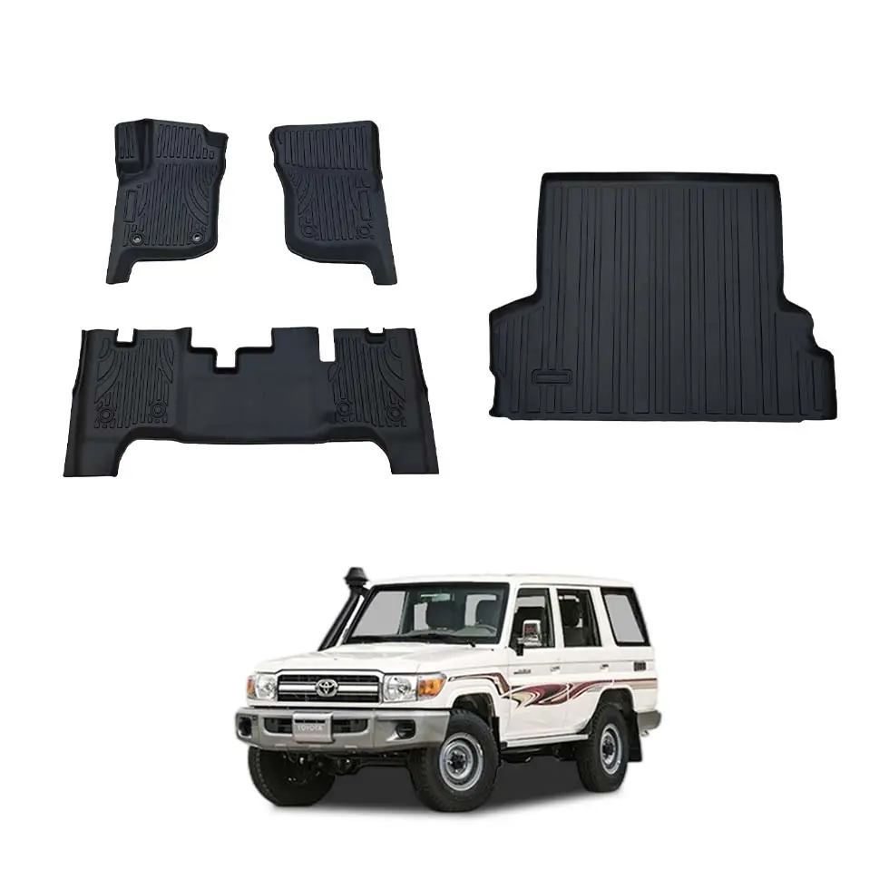 Alfombrillas de pie impermeables anti-UV antiácido para camioneta, accesorios para suelo, para Toyota LC76, volante a la izquierda