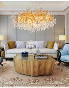 Hiện Đại Cây Chi Nhánh Pháp Nhôm Lớn Teardrop Đèn Chùm Trần Mặt Dây Chuyền Treo Ánh Sáng Phòng Ăn Pha Lê - Product Image 5