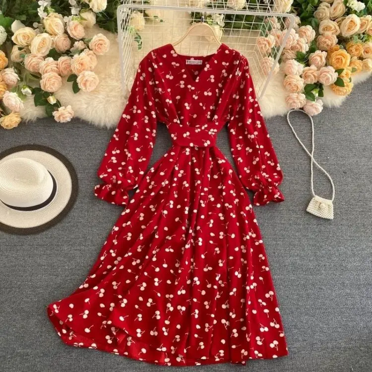 Seduno Custom Summer 2022 new style fashion Elegant Flower v neck Women dress midi Floral Dresses