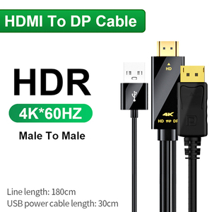 Cable HDMI activo de 1,8 M macho a macho/hembra a Displayport 4K @ 60Hz 4K30Hz Adaptador convertidor unidireccional de entrada de HDMI a salida DP - Product Image 2