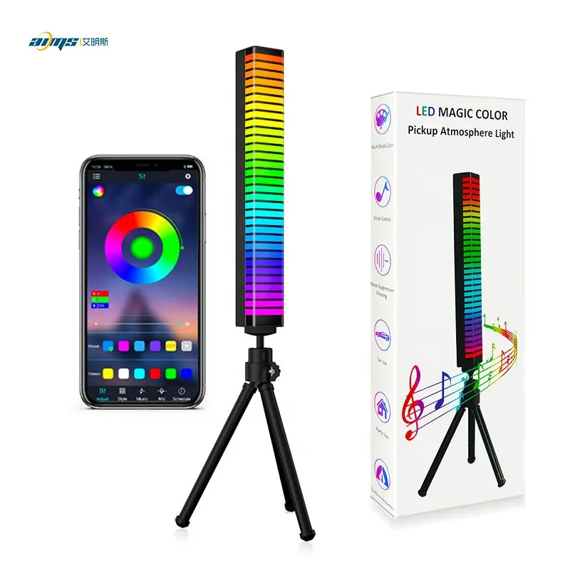 Lámpara de mesa inteligente para juegos, luz Led rgb de ambiente con música activada por voz, luz de ritmo, 3D, color mágico