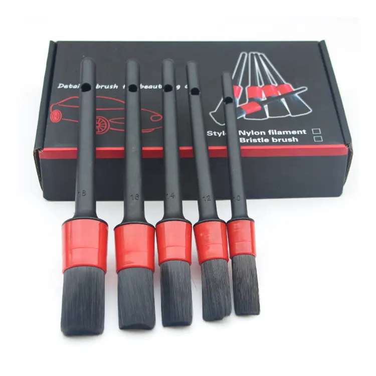 Car Detailing Brush Cleaning Boar Hair Brushes Auto Detail Tools Products 5Pcs Wheels Dashboard Car Accessories