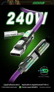 สายดาต้า4-in-1 240W ชนิด C เหมาะสำหรับสมาร์ทโฟน PD สายชาร์จเร็วแบบ2-in-2 - Product Image 4