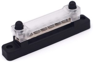 6 terminali otobüs Bar-150A bara bloğu kapaklı, zemin dağıtım, güç dağıtım Terminal bloğu w/ 6 M4 vidalar + 2 çiviler - Product Image 2