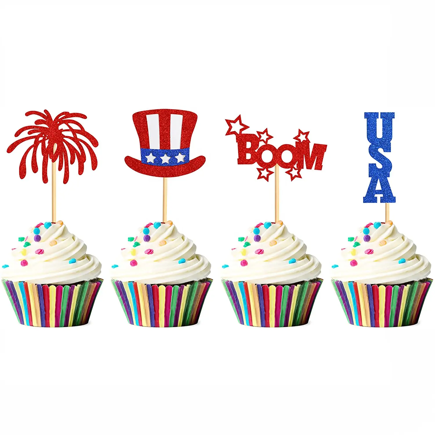 Pièces pour décoration de Cupcake, décor de Cupcake, de gâteau, drapeau National à paillettes, cure-dents, pour décoration de fête, 10 cm, 12 pièces