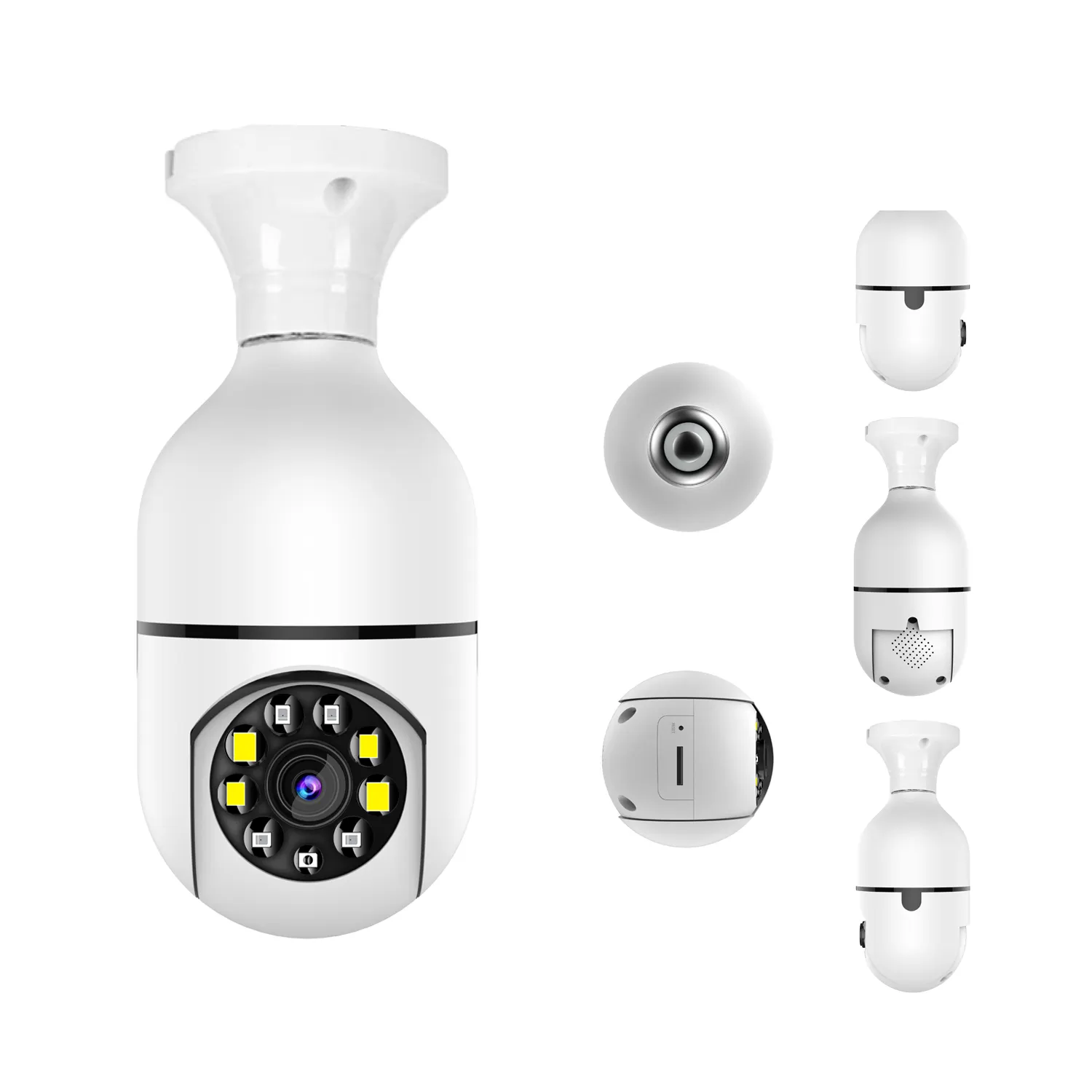 Sistema de cámara de seguridad 1080P, 2,4 GHz, WiFi, cámaras de vigilancia inalámbricas panorámicas de 360 grados para el hogar, cámara de vídeo para interiores, Bombilla