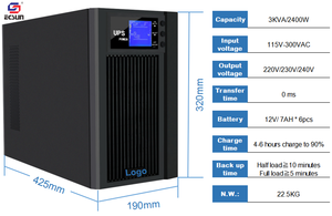 Doppia conversione ad alta frequenza on-line up batteria integrata 3KW 3000w 3kva 3000va 220vac Backup up per la banca utilizzando - Product Image 3