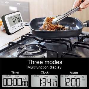Timer da cucina digitale sveglia magnetica ad alto volume, ampio schermo LCD silenzioso/luminoso multifunzione - Product Image 5