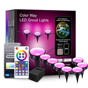 Наружная Водонепроницаемая светодиодная гирлянда RGB, красочный садовый пейзаж, наземная атмосфера, умный Wi-Fi пульт дистанционного управления IP65, Рейтинг черного цвета - Product Image 1