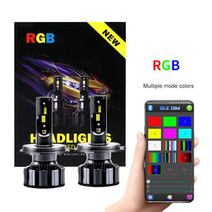 Çok renkli LED far H4 H7 H11 RGB LED ampul 6000LM araba far için bluetooth kontrolü - Product Image 2