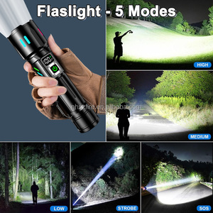 Siêu sáng tầm xa không thấm nước dẫn ngọn đuốc Ánh sáng chùm rộng Hợp kim nhôm có thể sạc lại đèn pin liên tục đèn flash ánh Sáng Ngọn đuốc - Product Image 5