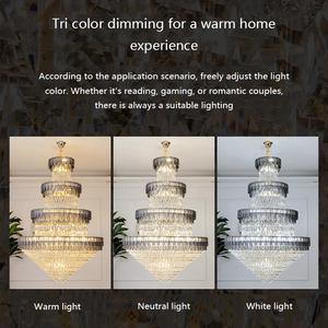 Customized Modern Luxury <strong>Penthouse</strong> Crystal Chandelier Light Villa Lift Empty Living Room Building Middle Floor Hall High Lamps