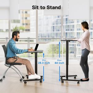 AJUNION Small Standing Desk Sit Stand Portable Rolling Laptop Desk with Lockable Wheels <strong>Computer</strong> Workstations Adjustable Height - Product Image 3