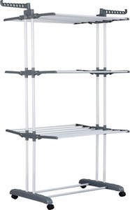 Tüp boru Dia 16mm, değil 19mm,4.6 <span class=keywords><strong>USD</strong></span>, tekerlekler ile 3 katmanlı standı askı raf elbise kurutma askısı kurutma raf