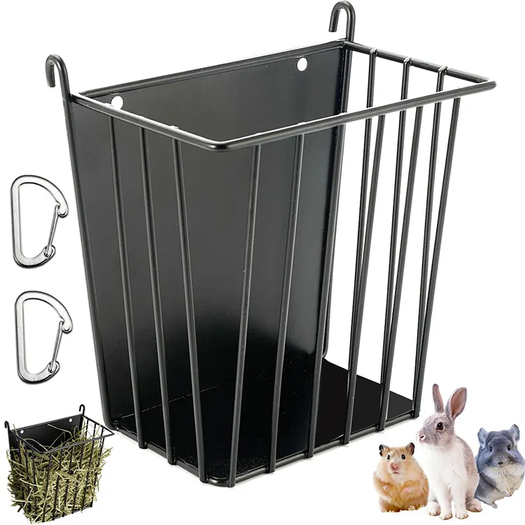 JH-Mech Upgrades Rabbit Hay Feeder Easy to Install and Clean Metal Frame Hanging Portable Hay Rack for Rabbits
