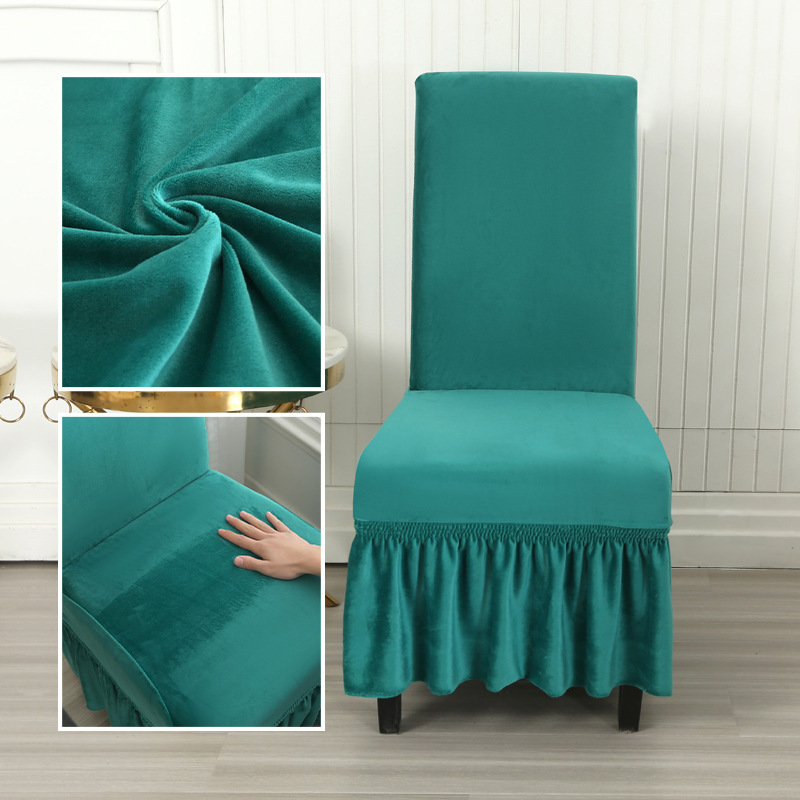 Suede-peacock blue-universal chair cover