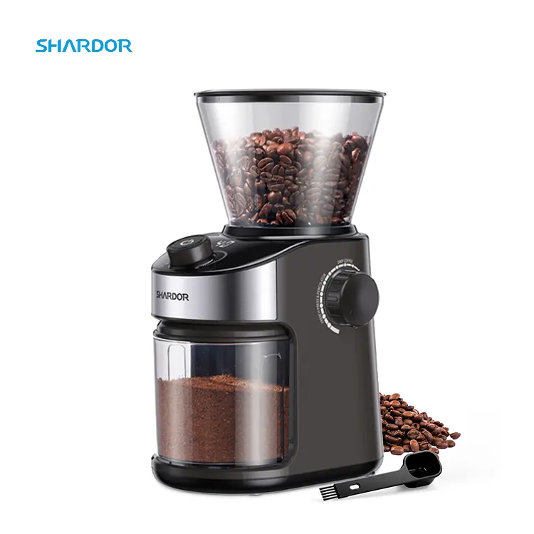 SHARDOR 2024 sıcak satış fasulye değirmeni ayarlanabilir çapak değirmen 25 hassas eziyet ayarı anti-statik konik kahve değirmeni